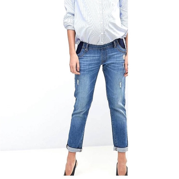 DL1961 Riley Maternity Boyfriend Jeans, Distressed Look,Size 29 Stretch Mid-Rise - Picture 1 of 10
